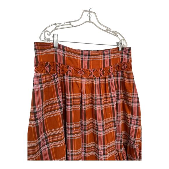 Anthropologie Plaid A-Line Midi Skirt high low high waisted size XL - Picture 14 of 16
